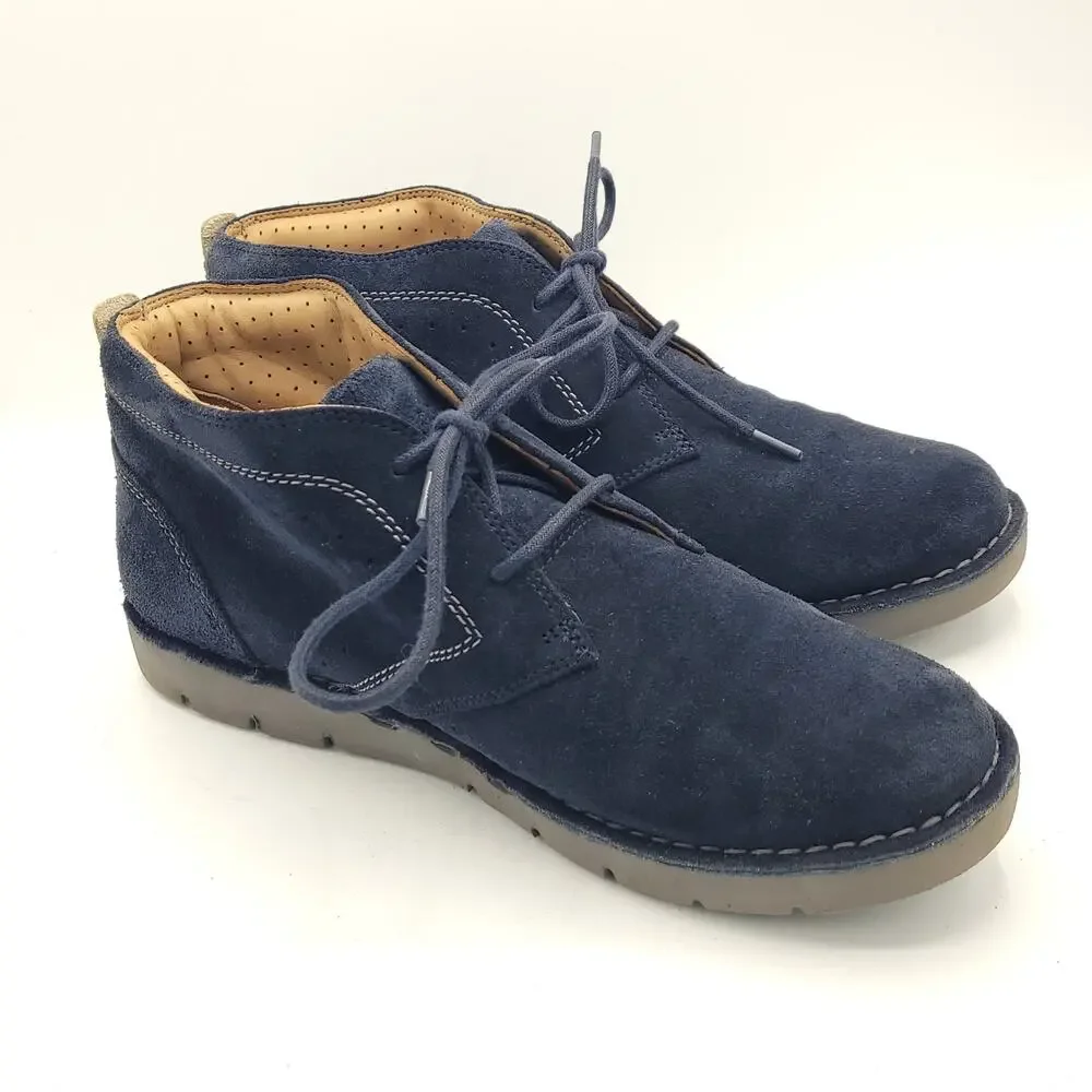 Clarks Chukka Bushacre 2 Boots Blue Suede Lace Up Ankle Top men's size 9.5